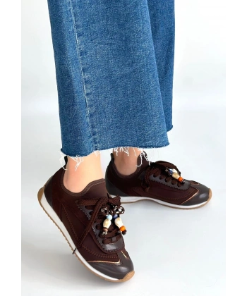 Riaf Kahverengi Cilt Bağcıklı Spor Ayakkabı