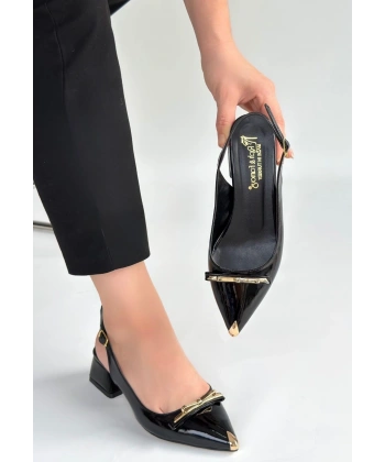 Ricy Siyah Rugan Topuklu Ayakkabı