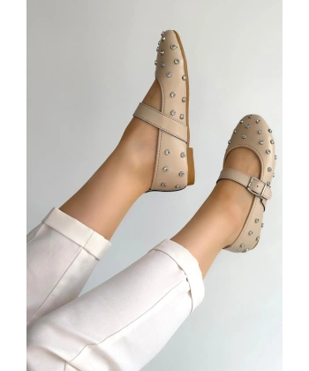 Ritta Bej Cilt Kemerli Babet Ayakkabı