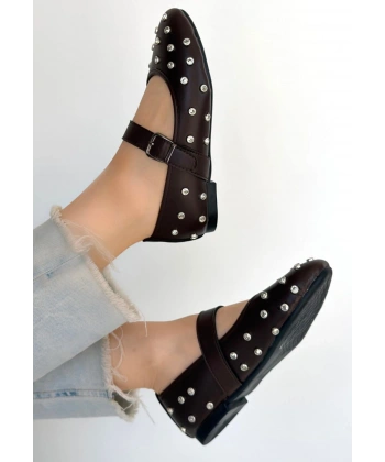 Ritta Kahverengi Cilt Kemerli Babet Ayakkabı