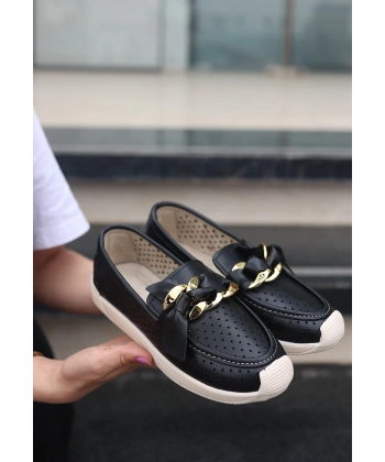 Riwan Siyah Cilt Babet Ayakkabı