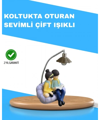 Romantik Çift Temalı Dekoratif Masa Lambası Yumuşak LED Işık