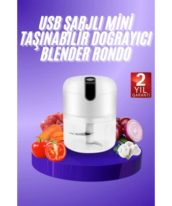 Rondo Doğrayıcı 250 ML Taşınabilir USB Şarjlı Pratik El Rondo Blender