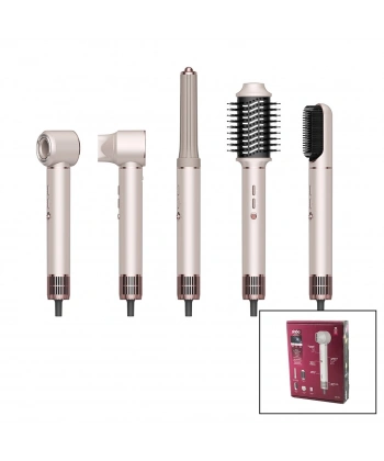 ROSE GOLD AİR BRUSH 5İN1=BUKLE-HACİMLE-DÜZLEŞTİR-2-FIRÇA SAÇ KURUTMA - ŞEKİL MAKİNESİ 1300W3-KDM.HIZ - DERECE SHD-1729