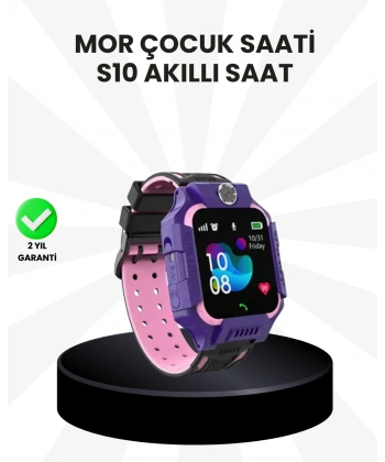 S10 Akıllı Çocuk Saati Mor Model Çift Yönlü Konuşma ve SOS Fonksiyonu