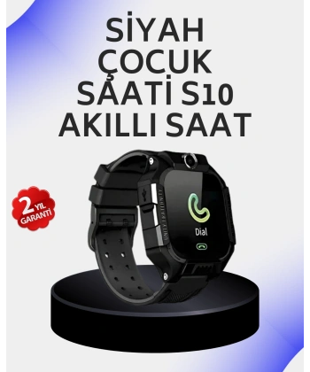 S10 Akıllı Çocuk Saati Siyah Tasarım Adımsayar ve Alarm Fonksiyonu
