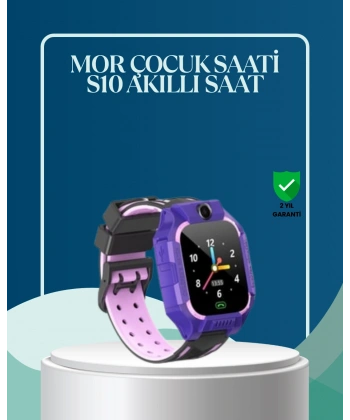 S10 Mor Çocuk Takip Saati Elektronik Bariyer ve Sesli Mesaj Destekli