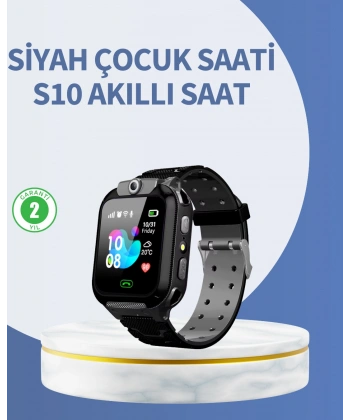 S10 Siyah Akıllı Çocuk Saati Anlık Konum Takibi ve Rota Geçmişi