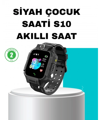 S10 Siyah Akıllı Çocuk Saati Konum Takip ve Güvenlik Özellikli