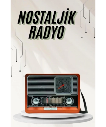 Saatli Fenerli Bluetooth Nostaljik Radyo AUX SD USB Girişli Bluetooth Hoparlör
