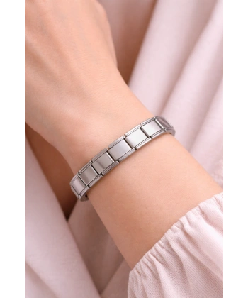 Sade Çelik Nomination Bileklik | Paslanmaz Çelik Esnek Bileklik | Zamansız ve Şık Tasarım