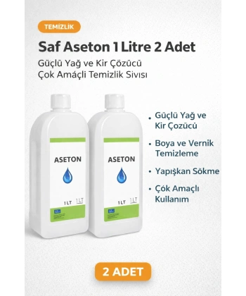 Saf Aseton 1 Litre 2 Adet Güçlü Yağ ve Kir Çözücü Çok Amaçlı Temizlik Sıvısı