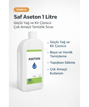 Saf Aseton 1 Litre Güçlü Yağ ve Kir Çözücü Çok Amaçlı Temizlik Sıvısı 1 ADET