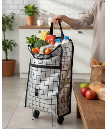 Sağlam Gövdeli Sessiz Tekerlekli Pazar ve Market Çantası