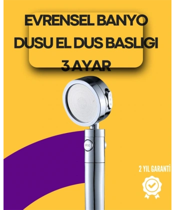 Sağlam Metal Hortum Bağlantılı, 360° Hareketli Duş Başlığı