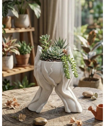 Sanatsal El Figürlü 3D Baskı Dekoratif Saksı Vazo Ev Ofis Dekoru