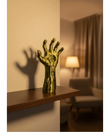 Sanatsal El Formu Heykel Altın Yeşil Tasarım Hediyelik Dekor