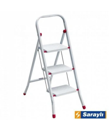 Saraylı Pratik Metal Merdiven Beyaz 3 Basamaklı