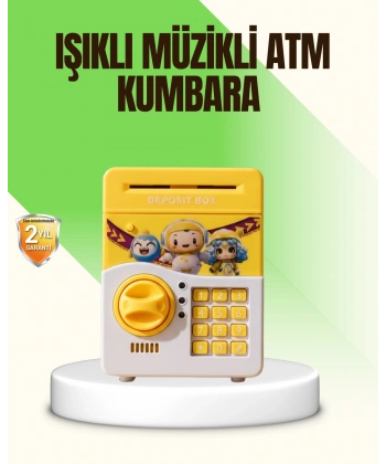Sarı Elektronik Şifreli ATM Görünümlü Çocuk Kumbarası
