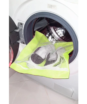 Sarı- Fermuarlı - Hassas Çamaşır Terlik  Ayakkabı Yıkama Filesi Büyük Boy