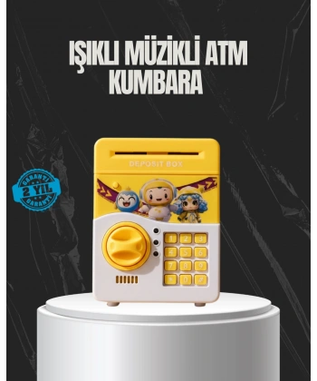 Sarı Renk Otomatik Para Çeken Şifreli Çocuk Kumbarası