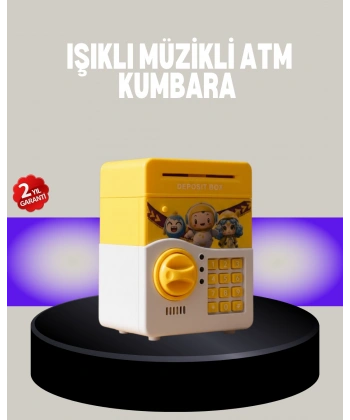 Sarı Şifreli Eğitici Çocuk Kumbarası Otomatik Para Girişli