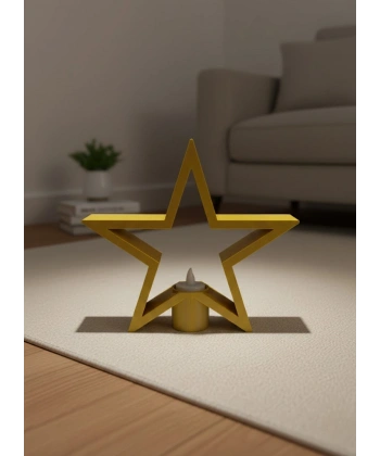 Sarı Yıldız Mumluk Modern Salon ve Raf Dekoru