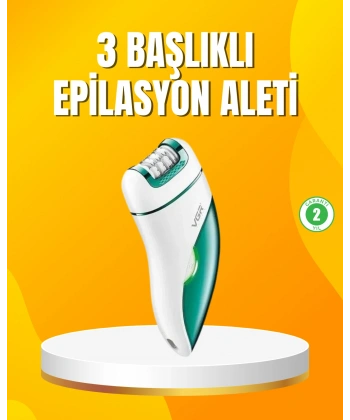 Şarjlı 3’ü 1 Arada VGR Epilatör LED Işıklı Suya Dayanıklı Hassas Bölge Epilasyon Makinesi