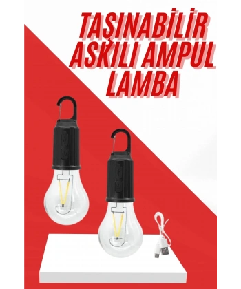 Şarjlı Aydınlatma Ampul Tasarımlı Ambians Işık Askılı Kamp Lambası