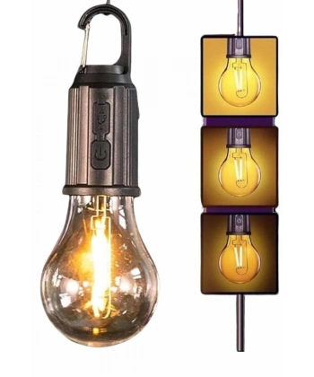 Şarjlı Dekoratif Kamp Lambası Askılı Ampul Led Işık Type-C Girişli