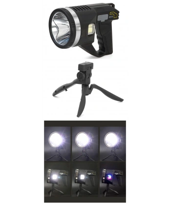 Şarjlı Dev Boy El Feneri Tripod Ayaklı Parlak LED El Lambası Kamp, Av ve Güvenlik İçin İdeal