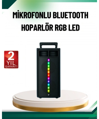 Şarjlı Işıklı Bluetooth Hoparlör | USB, AUX, TF Kart ve Radyo Destekli