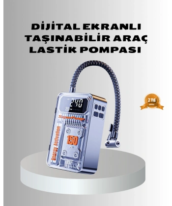 Şarjlı Kablosuz Hava Pompası – 150 PSI Basınç, LED Ekran ve 6000mAh Batarya
