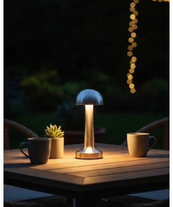 Şarjlı Kablosuz Mantar Masa Lambası Dokunmatik 3 Renk LED Modern Tasarım