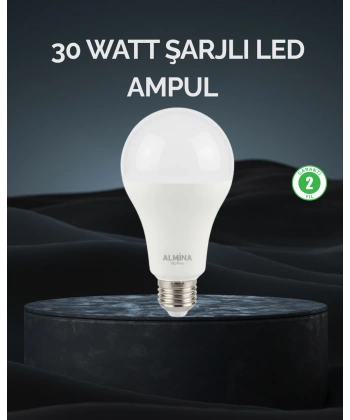 Şarjlı LED Ampul 30 Watt Soğuk Beyaz