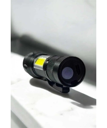 Şarjlı Metal Zoomlu El Feneri Işıldak Led Işık Taşınabilir El Lambası