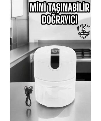 Şarjlı Mini El Rondosu Doğrayıcı Taşınabilir 250 ml Çelik Bıçaklı