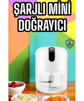 Şarjlı Portatif Doğrayıcı Mini Pratik Rondo El Doğrayıcı Üç Bıçaklı Çelik Bıçaklı