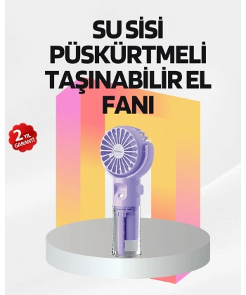 Şarjlı Su Buharlı El Vantilatörü – Taşınabilir Serinletici Fan