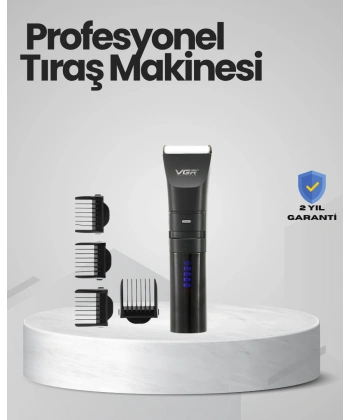 Şarjlı Tıraş Makinesi –Dijital Ekranlı, Hızlı Şarjlı, Profesyonel Kesim Seti