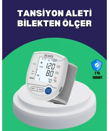 Şarjlı ve Pilli Bilek Tansiyon Ölçer Dijital Ekran Hafıza Kayıtlı