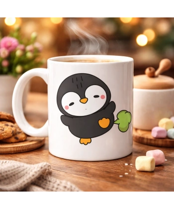 Şaşkın Penguen Tasarımlı Porselen Kupa MODEL 89 – Eğlenceli, Neşeli ve Sıcacık Kahve Keyfi