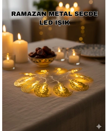 Secde Eden Adam Figürlü Ay Tasarımlı Ramazan LED Işık