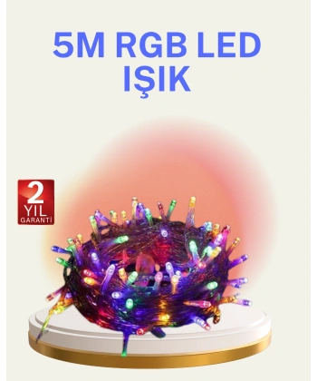 Şeffaf Kablolu 50 Ampullü 5 Metre LED Işık Dekoratif Aydınlatma