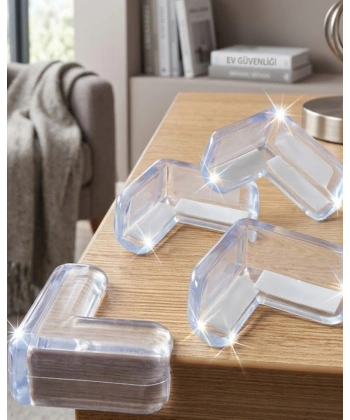 Şeffaf Köşe Koruyucu 4 Lü Set Çocuk Güvenlik Masa Köşe Aparatı