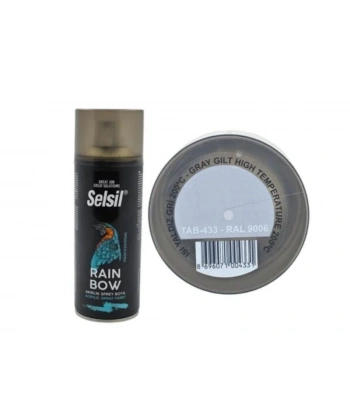 Selsil Rainbow Akrilik Sprey Boya 200 Derece Isıya Dayanıklı Yaldız Gri
