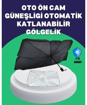 Şemsiye Tasarımlı Katlanabilir Araç Güneşliği – Geniş Uyumlu, UV Koruma