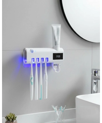Sensörlü UV Sterilize Diş Fırçası Tutucu ve Macun Sıkma Aparatı