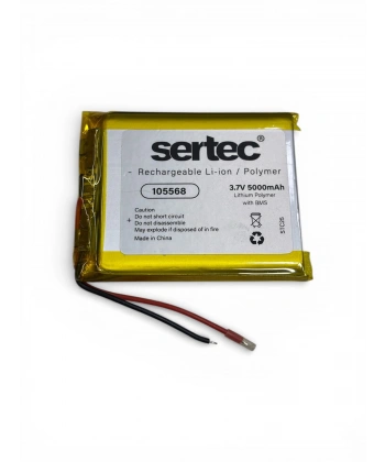 Sertec 105568 3.7V 5000 mAh Li-Polymer Pil (Devreli/1.5A)