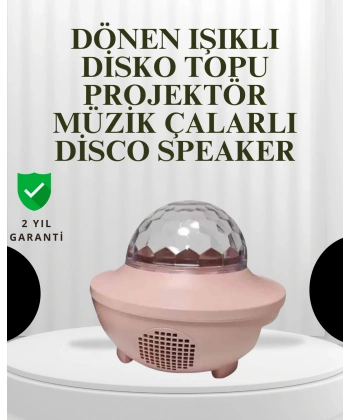 Sesle Etkileşimli Yıldız Projektörlü Gece Lambası – Bluetooth Hoparlörlü, USB Girişli, Dönen Okyanus